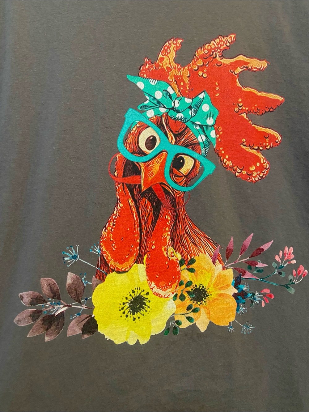 Redbubble Rooster Tee with Glasses - Chicken Lady Farm Girl